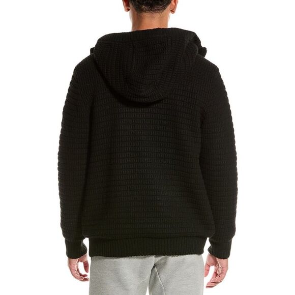 Armani Exchange Mens  Wool-Blend Knit Coat, Black - Picture 2 of 5